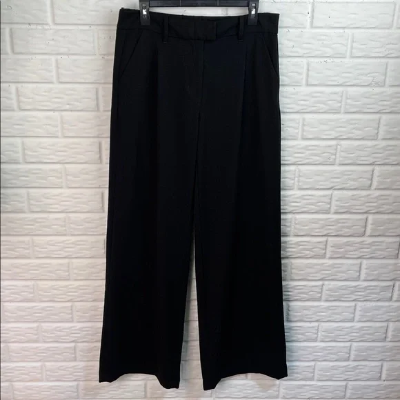 AMERICAN EAGLE WIDE LEG TROUSER WITH STRETCH BLACK HIDDEN CLOSURE SZ 8 Long - Picture 2 of 16